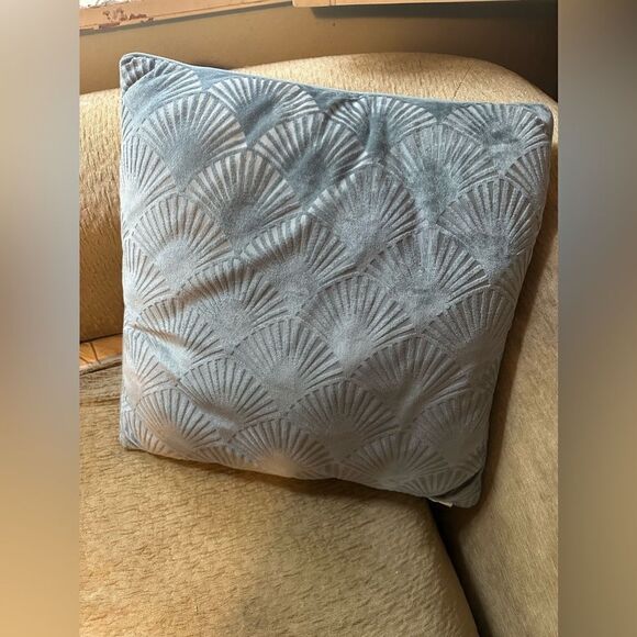 Velvet art deco blue pillow - Picture 1 of 5